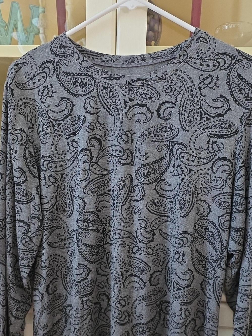 Cuddl Duds Gray Paisley Softwear Long Sleeve Top